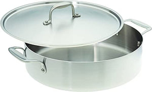 American Kitchen Premium Tri-Ply Stainless Steel Casserole Pan - with Cover, 12 Inch