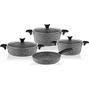 7 Piece Granite Cookware Set Gray Pan Kitchen Utensil Useful Non-Stick Pan Cookware Set