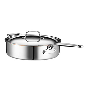 Legend Cookware 5-Quart Copper Core 5 ply Stainless Steel Saute Pan with Lid | Professional Home Chef Grade Clad Pot | For Soup, Broth & Stock, Chili, Casserole | All Surface, Induction & Oven Safe