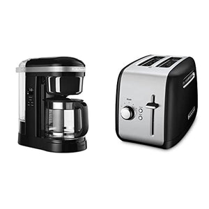 KitchenAid KCM1208OB Drip Spiral Showerhead Coffee Maker, 12 Cup, Onyx Black & KMT2115 Toaster, 2 Slice