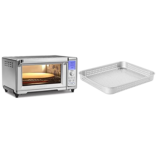 Cuisinart TOB-260N1 Chef's Convection Toaster Oven, 20.87"(L) x 16.93"(W) x 11.42"(H), Stainless Steel & ANS-TOA2528 Non-Stick Airfryer Basket