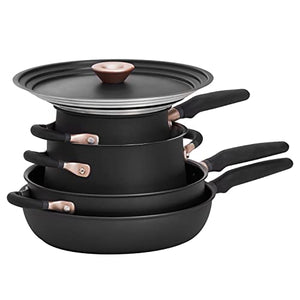 Meyer Accent Series - Hard Anodized Nonstick and Stainless Steel Pots and Pans / Essential Cookware Set, 6 Piece, Matte Black