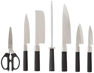 Kai PRO Wasabi 8-Piece Block Set, Kitchen Knife and Knife Block Set, Includes 8” Chef's Knife, 4” Paring Knife, 6” Utility Knife, & More, Hand-Sharpened Japanese Kitchen Knives