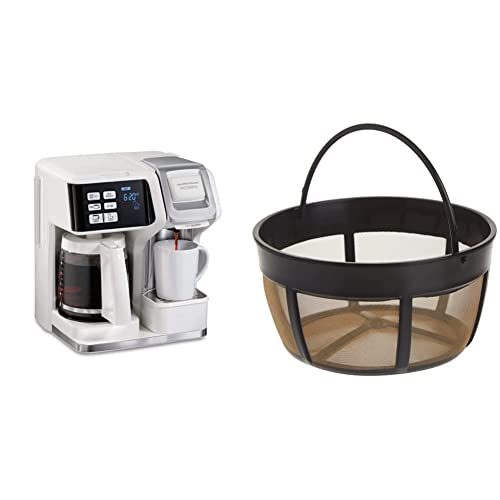 Hamilton Beach 49947 Drip Coffee Machine, White 12-Cup Glass & Hamilton Beach Basket Filter, Most 8-12 Cup