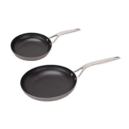 Swiss Diamond Hard Anodized Nonstick Frying Pan Set, 8 Inch and 11.8 Inch Skillets – Aluminum Cooking Pans, Evenly Distribute Heat – Oven- & Dishwasher-Safe Set