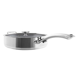Chantal 3.Clad Tri-Ply 5 quart Non-Stick Saute Pan with Tempered Glass Lid, Ceramic Nonstick Coating