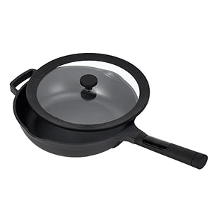 Frying Pan with Thermometer, 11.6 Inch Aluminum Non Sticking Deep Frying Wok Pan, Saute Pan with Timer, Non Stick Skillet with Lid, Diamond Induction Cookware, Saute Pan with Lid, Non Stick Giddle