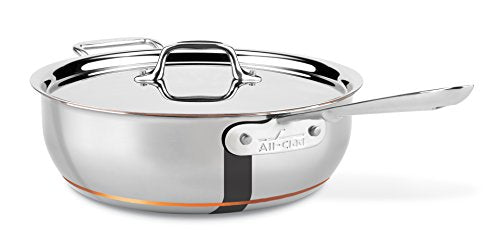 All Clad 61211SSEURO Copper Core Sauté Pan, Conical with Lid, 28.4 cm, 4 L, Stainless Steel, Suitable for Induction Cookers