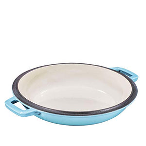 2 in 1 Enameled Cast Iron Double Dutch Oven & Skillet Lid, 5-Quart, Induction, Electric, Gas & In Oven Compatible (5 Quart, Sky Blue)