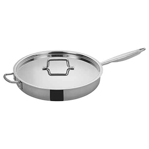 WINCO Tri-Ply Saute Pan, Silver