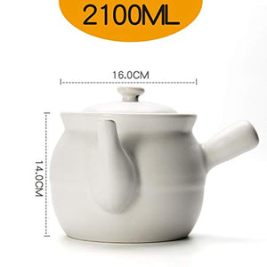 Casseroles Decoction Pot Ceramic Medicine Pot Traditional Ceramic Medicine Pot Decocting Casserole Chinese Herbal Medicine Decoction Pot Peony Medicine Pot (Color : White, Size : 2100ML)