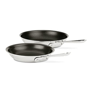 All-Clad 410810 NSR2 Stainless Steel Dishwasher Safe Oven Safe PFOA-free Nonstick 8-Inch and 10-Inch Fry Pan Set, 2-Piece, Silver