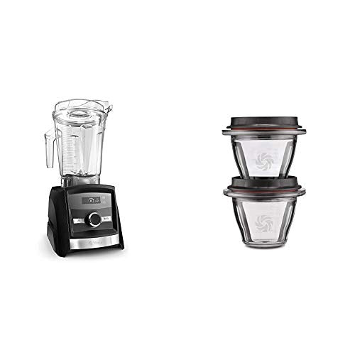 Vitamix A3300 Ascent Series Smart Blender, Professional-Grade, 64 oz. Low-Profile Container, Black Diamond, Full Size & Ascent Series Blending Bowls, 8 oz. with SELF-DETECT, Clear - 66192