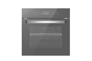 Empava 24 in. Electric Single Wall Oven Convection with 10 Cooking Functions Deluxe 360° ROTISSERIE with Sensitive Touch Control in Silver Mirror Glass Model 2020, 24 Inch