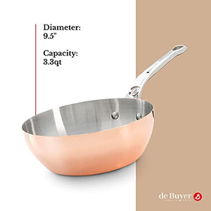 de Buyer - Prima Matera Conical Saute Pan - Copper Cookware with Stainless Steel - Oven and Induction Safe - 9.5"