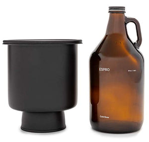ESPRO Cold Brew Coffee Kit with Stainless Steel Bucket, 64 oz Growler + 20 Cold Brew Paper Filters, Black