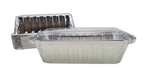 KitchenDance 1-1/2 Pound Disposable Colored Loaf Pans with Plastic Lids #1650P (Silver, 500)