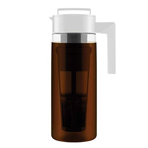 Takeya Patented Deluxe Cold Brew Coffee Maker, 2 qt, White & Patented and Airtight Pitcher Made in the USA, 2 Quart, Blueberry