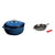Lodge 6 Quart Enameled Cast Iron Dutch Oven. Blue Enamel Dutch Oven (Blue) & Pre-Seasoned Cast Iron Skillet with Assist Handle Holder, 12", Red Silicone