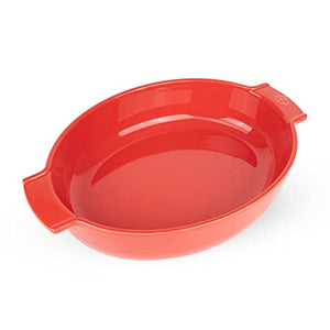 Peugeot - Appolia Oval Oven Dish - Ceramic Baker with Handles - Red, 13.5 x 10 x 3 inches