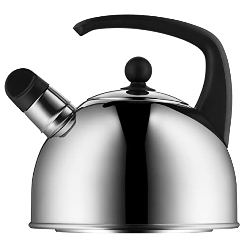 WMF Induction Kettle, 2.0 Litre Whistling Kettle, Tea Kettle With Flute, Polished Cromargan Stainless Steel