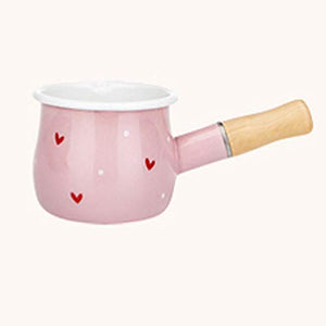 Saucepan Ceramic Milk Pan Enamelware Soup Pot Nonstick Saucepan Butter Warmer Enamelware Saucepan Pan Cookware With Wooden Handle Soup Pot (Color : Pink)