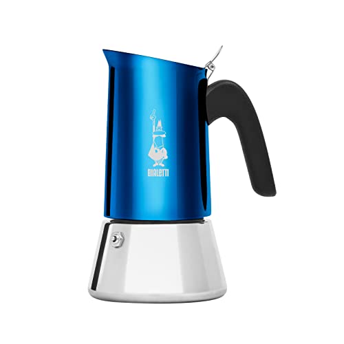 Bialetti New Venus 6 Cup Coffee Maker, Anti-Scald Handle, Not Suitable for Induction 6 Cup (8 oz), Stainless Steel, Blue