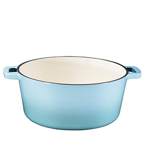 2 in 1 Enameled Cast Iron Double Dutch Oven & Skillet Lid, 5-Quart, Induction, Electric, Gas & In Oven Compatible (5 Quart, Sky Blue)