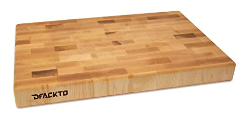 DFACKTO Premium Canadian Maple Chopping Board, End Grain Wood Butcher Block Reversible, 15-inch x 10-inch x 1.5-inch