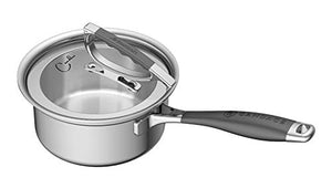 CookCraft by Candace 6-Piece Tri-Ply Stainless Steel Legacy Cookware Set featuring Silicone Handles and Glass Lid with Convenient Rim Latch, CCB-7011