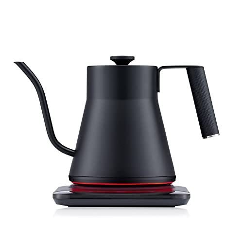 SAKI Baristan Electric Gooseneck Kettle with Precise Temperature Control, Pour Over Coffee Kettle & Tea Kettle, Stainless Steel, 1200W Quick Heating, 1 Liter, Matte Black