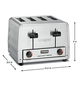 Waring Commercial WCT800 4-Slice Heavy Duty Commercial Pop-Up Toaster, 120V, 2200W5-20 Phase Plug
