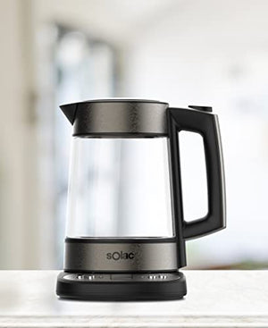 SOLAC Aroa Premium Electric Kettle w/Adjustable Temperature Control, Dark Brushed Stainless Steel,1.7 Liter,SMD-330T