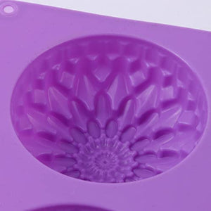 KGEZW 6 Holes Flower Shaped Silicone Molds Sunflower Form Fondant Molds Handmade Soap Baking Crafts Cake Mould Decoration Tools (Color : Purple, Size : As shown)
