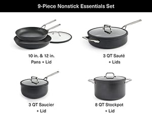 Misen Nonstick Pots and Pans Set - Nonstick Cookware Sets - 9 Piece Essential Kitchen Cookware Set