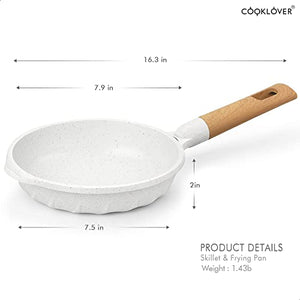 Non-stick induction cookware set 15pcs with cooking utensils-White& 7.9inch+10.2inch+11inch Nonstick induction fry pan