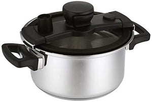 Meyer KAT-3.0BK Low Pressure Cooker, 7.9 inches (20 cm), 1.8 gal (3.0 L), Stainless Steel, Glass Lid, Induction Compatible, 3-Layer Bottom, Black, Authentic Japanese Product