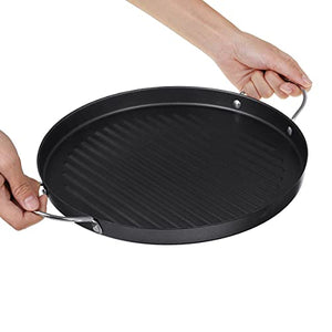 PDGJG Smokeless Barbecue Frying Grill Pan Non-Stick Grill Korean BBQ Tray BBQ Plate Round Square Rectangle Black Plate Outdoor Picnic (Size : Round)