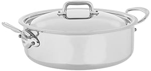 Mauviel Made In France M'Cook 5 Ply Stainless Steel 5.8-Quart Rondeau with Lid, Cast Stainless Steel Handle
