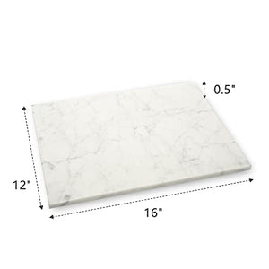 HERFECEAL Natural Marble Cutting Board, Cutting Pastry Board Tray Plates for Cheese Rolling Dough, Non-Stick Marble Slab with Non-Slip Rubber Feet for Cake Display, Carrara White 12"x16"