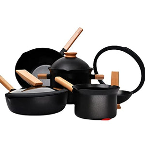 DJASM Non-stick frying pan cooking cookware set kitchen egg frying pan multifunctional soup pot iron pot cookware set cookware (Color : A, Size : As the picture shows)