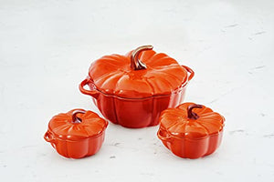 STAUB Cast Iron Pumpkin Cocotte Dutch Oven, 3.5-quart, Burnt Orange, Made in France