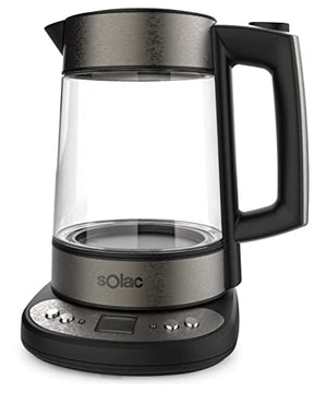SOLAC Aroa Premium Electric Kettle w/Adjustable Temperature Control, Dark Brushed Stainless Steel,1.7 Liter,SMD-330T