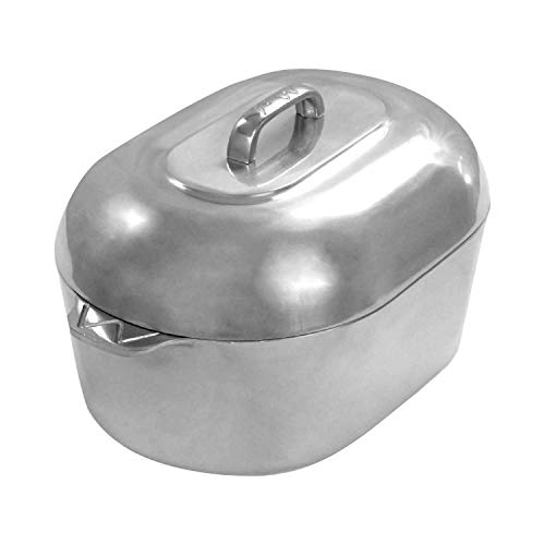 Cajun Cookware Aluminum Roaster Pan with Lid - 15-inch Roasting Pot - Easy to Clean Oval Cookware