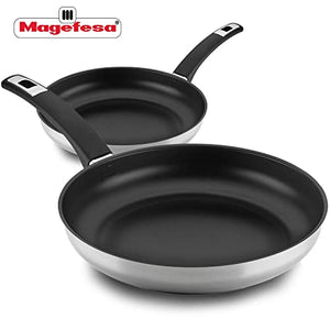Cookware set MAGEFESA FAMILY 9 Piece, include Stockpot, Stew pot, Saucepan, Deep sauté, 2 Skillet Stainless Steel, compatible with all types of kitchens, INDUCTION, easy Cleaning and Dishwasher safe
