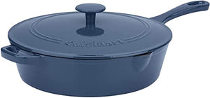 Cuisinart Cast Iron Pan, 12" Chicken Fryer, Enameled Provencial Blue