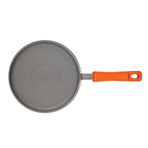 Rachael Ray Brights Hard-Anodized Nonstick Cookware Set with Glass Lids, 14-Piece Pot and Pan Set, Gray with Orange Handles