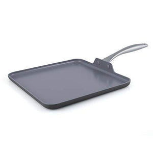 GreenPan Valencia Pro 100% Toxin-Free Healthy Ceramic Nonstick Metal Utensil Dishwasher/Oven Safe Cookware Set, 11-Piece, Gray & Lima 11" Ceramic Non-Stick Square Griddle, Grey - CW000190-002