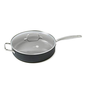 GreenPan Chatham Hard Anodized Healthy Ceramic Nonstick, 5QT Saute Pan Jumbo Cooker with Helper Handle and Lid, PFAS-Free, Dishwasher Safe, Oven Safe, Gray