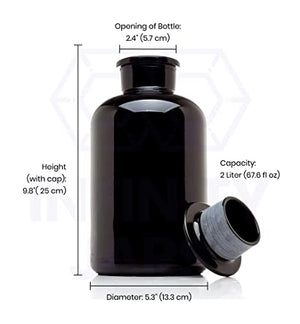 Infinity Jars 2 Liter (68 fl oz) Black Ultraviolet All Glass Refillable Empty Apothecary Jar